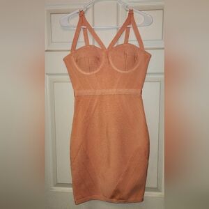 Strappy Peach Bandage Dress